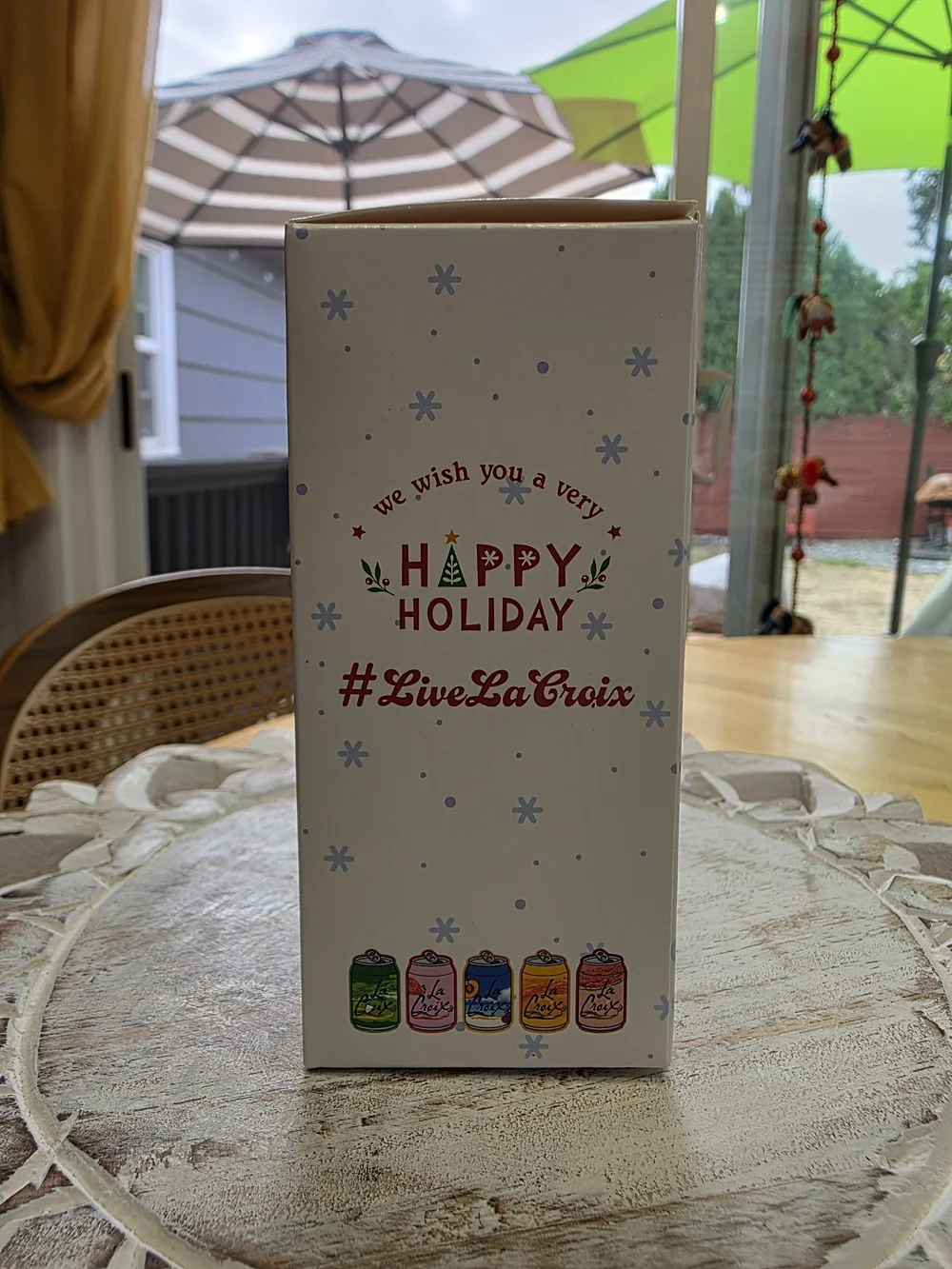 LaCroix Hi-Biscus sparkling water glass ornament